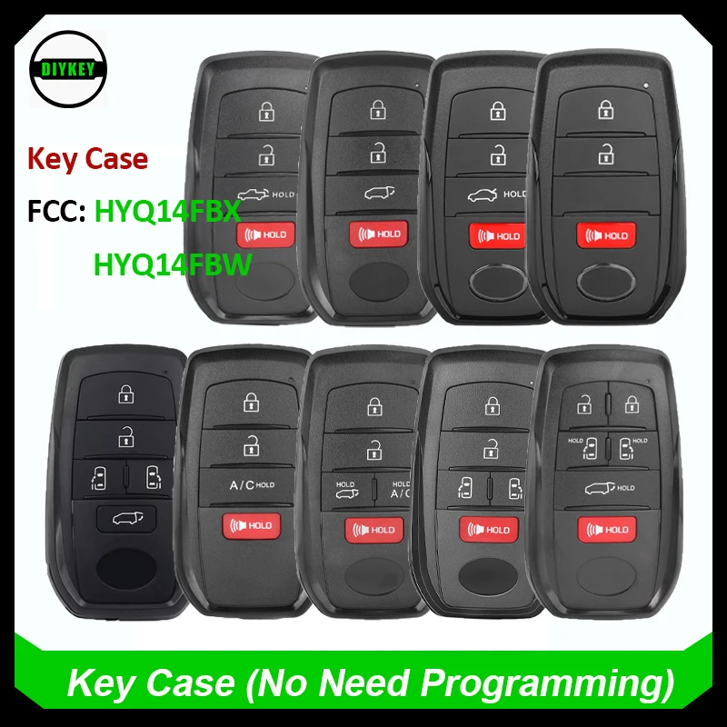 DIYKEY Remote Key Shell Case Fob for Toyota Corolla Cross Crown Highlander Sienna Tundra Venza 2021-2024  HYQ14FBX / HYQ14FBW