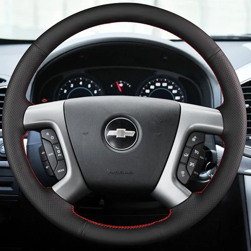 Imagen 2 del producto Personalizar DIY protector para volante de coche de cuero genuino para Chevrolet Captiva Silverado GMC Sierra 2007-2014 Daewoo Interior de coche