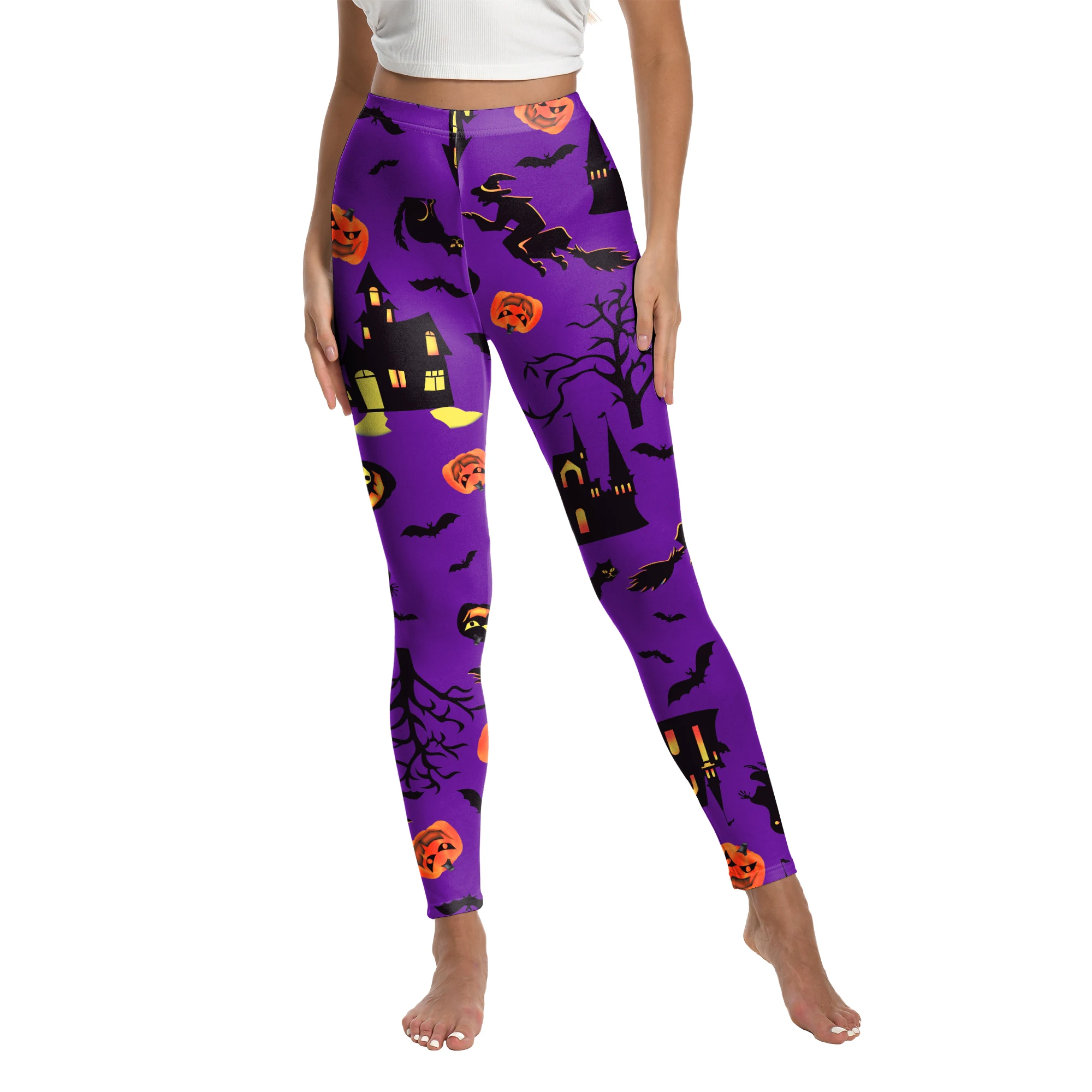 Halloween nouvelles dames conception Cosplay 3D squelette imprimé Leggings stretch élastique coupe maigre Push Up pantalon femmes citrouille pantalon