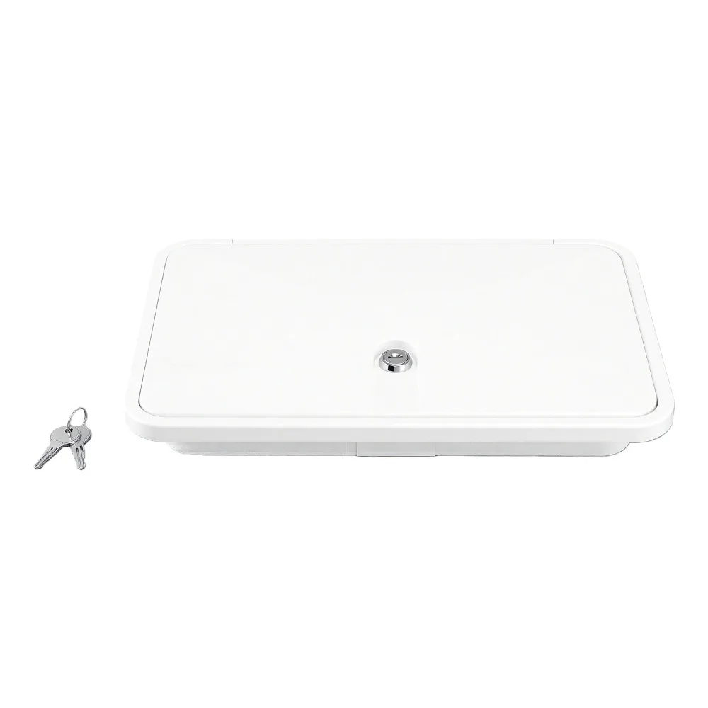 New White ABS RV Power Cord Hatch Stainless Steel Latch Universal RV Access Door Cable Hatch Door Fuel Fill Port