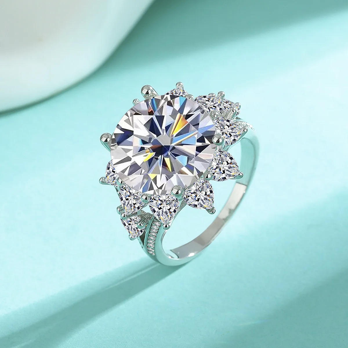 

S925 Стерлингового Серебра Муассанит Элит 10 Карат Роскошное Роскошное Модное Кольцо Муассанит Обручальное Кольцо