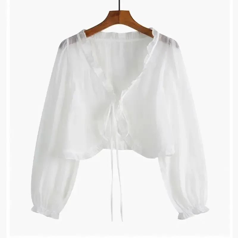 Women's Spring/Summer New Fashion Chiffon Sunscreen Shirt+Strap+Suit Pants 3-piece 2026 Korean Elegant Sportswear Matching Set