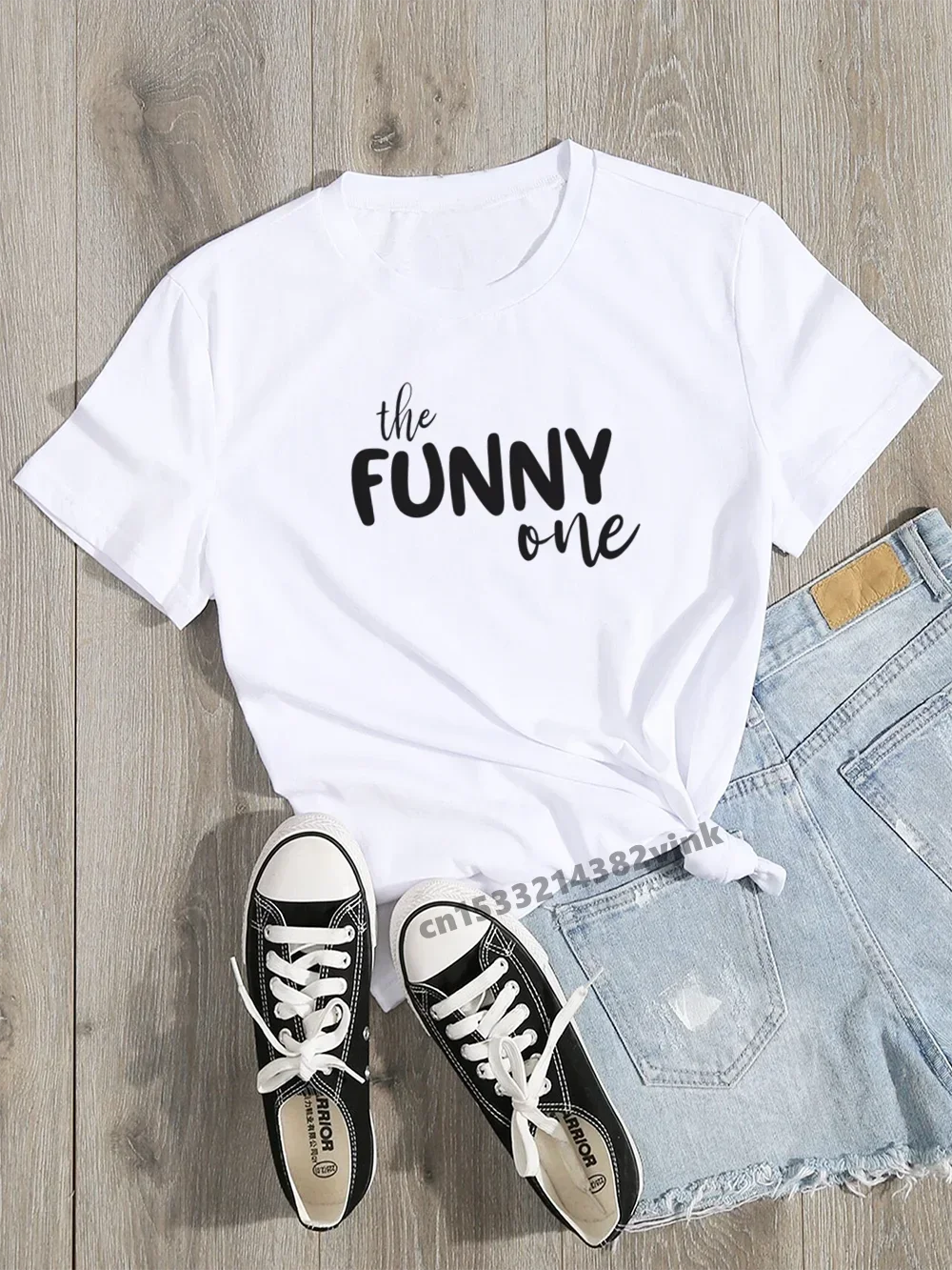 2024 Summer Cotton Top The Funny One The Loud One Print BFF Long Distance Going Away College gift women t shirt y2k top t-shirts