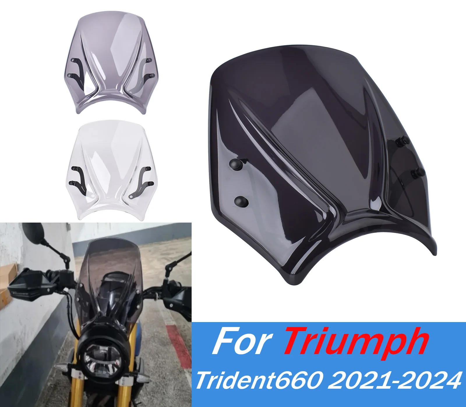 

For Trident 660 Front Wind Screen Shield Air Deflectors For Triumph Trident660 2021-2023 2024 Windscreen Motorcycle Windshield