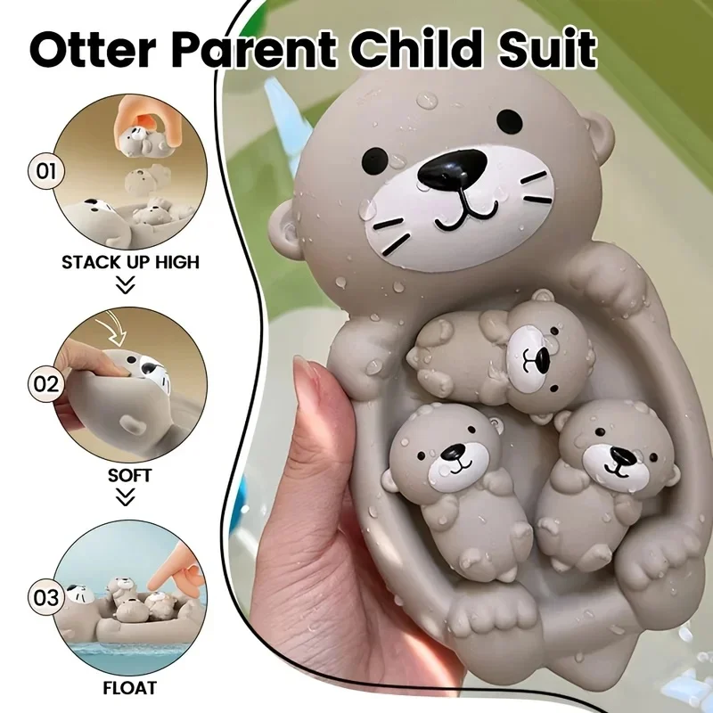 Sealed Floating Otter & Duck Baby Bath Toy Kids Bathroom Animal Water Play Toy Sensory Comfort Swimming Pool Toy for Toddlers