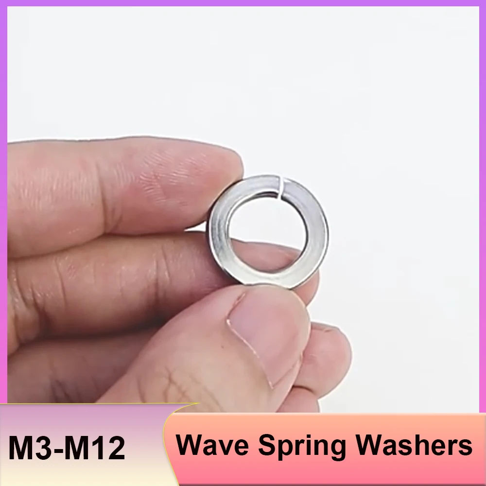 M3-M12 304 Stainless Steel Wave Spring Washers Split Lock Washer Elastic Open Gaskets Width 1mm-3.3mm Thickness 0.6mm-2.5mm