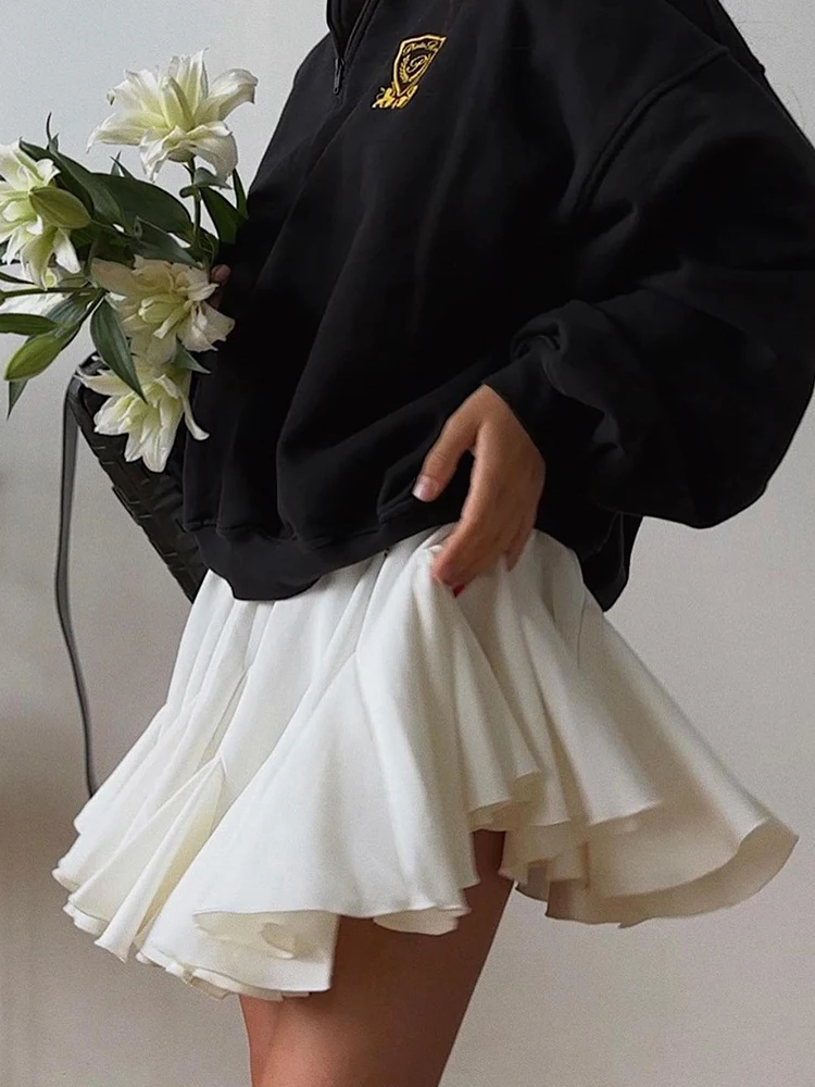 

Acetate Satin Bubble Skirt Women's Glossy Simple INS Style 3D Short Skirt Lace Hemline City Commute Friendly Breathable Skirt