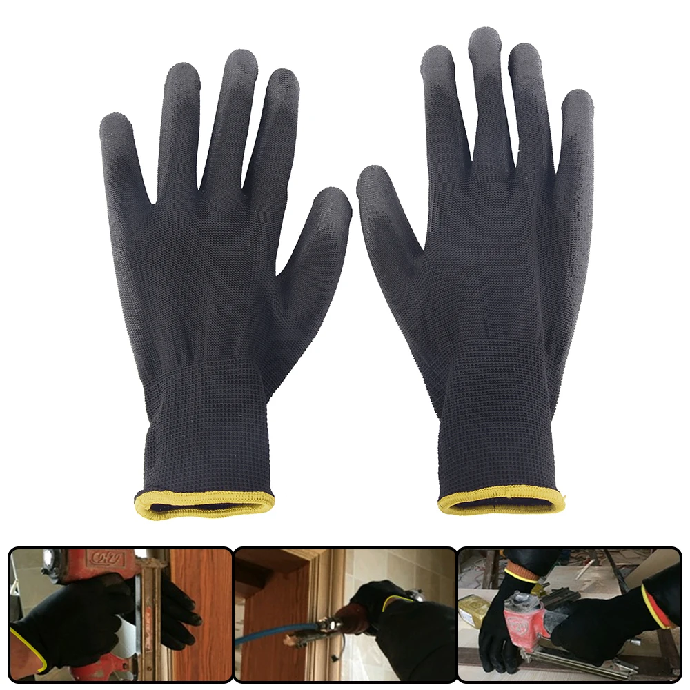 12 Pair Black /Grey/ Horticulture Gloves Safety Work Gloves Repair Gloves Palm Coated Gloves Carpenter Repairman Supplies