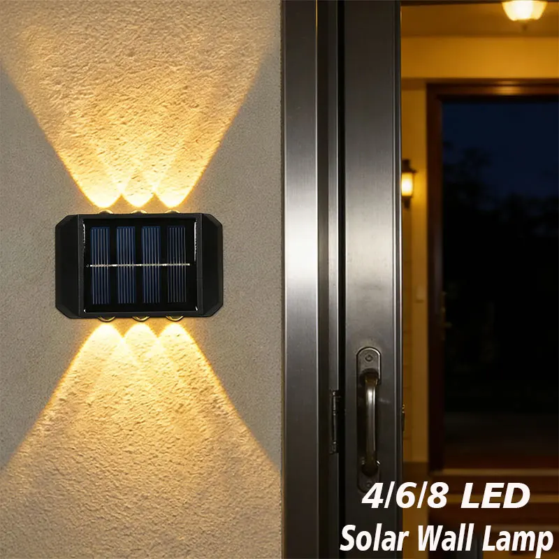 4/6/8 LED Solar Outdoor Light Solar Lighting Waterproof Lamp Streetlights Exterior Garden Decoration Garland Solar Wall Light