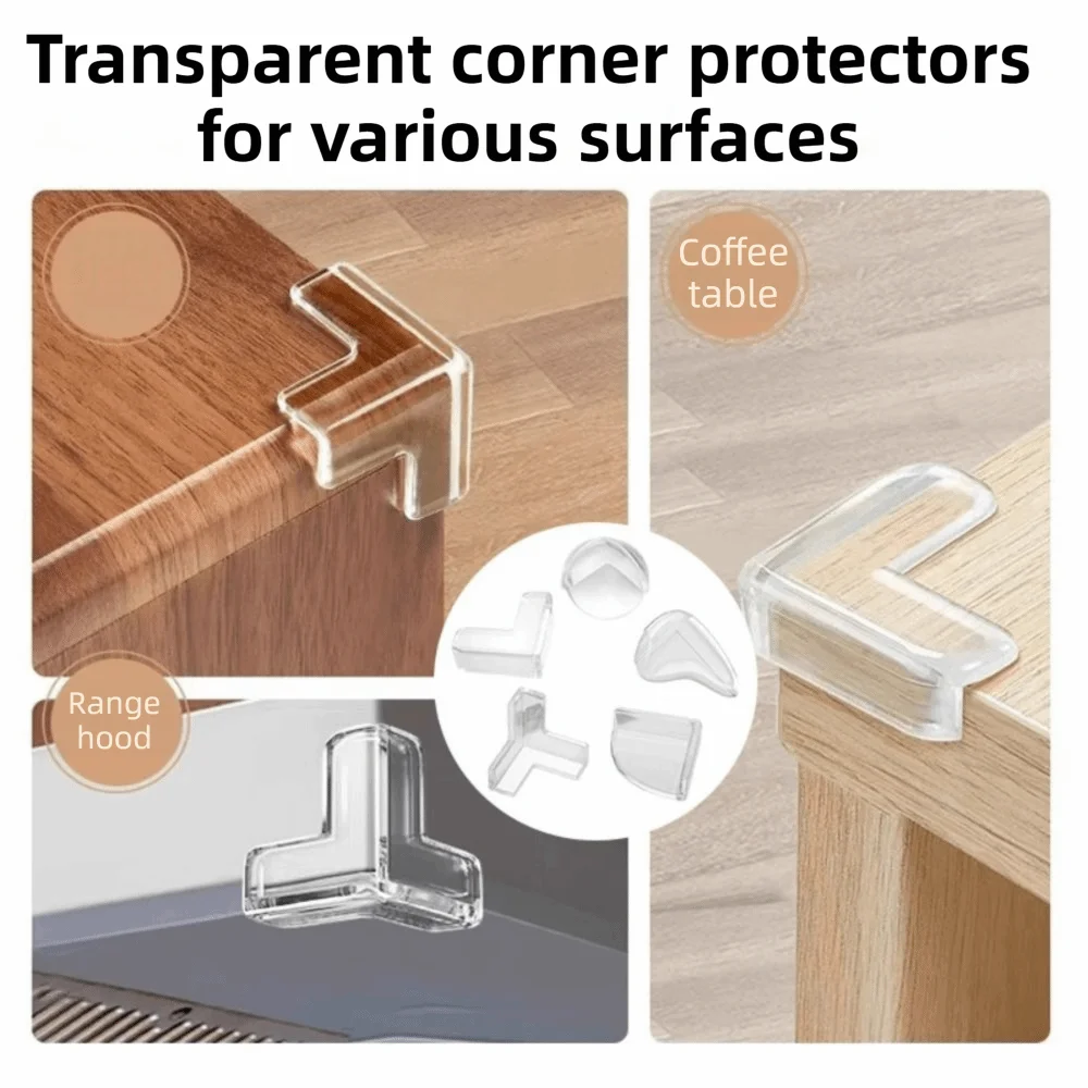 

10Pcs Transparent Furniture Corner Guard Easy-to-Peel Tab Pre-Taped Adhesive Corner Protectors Soft No Odor Edges Safety Bumpers