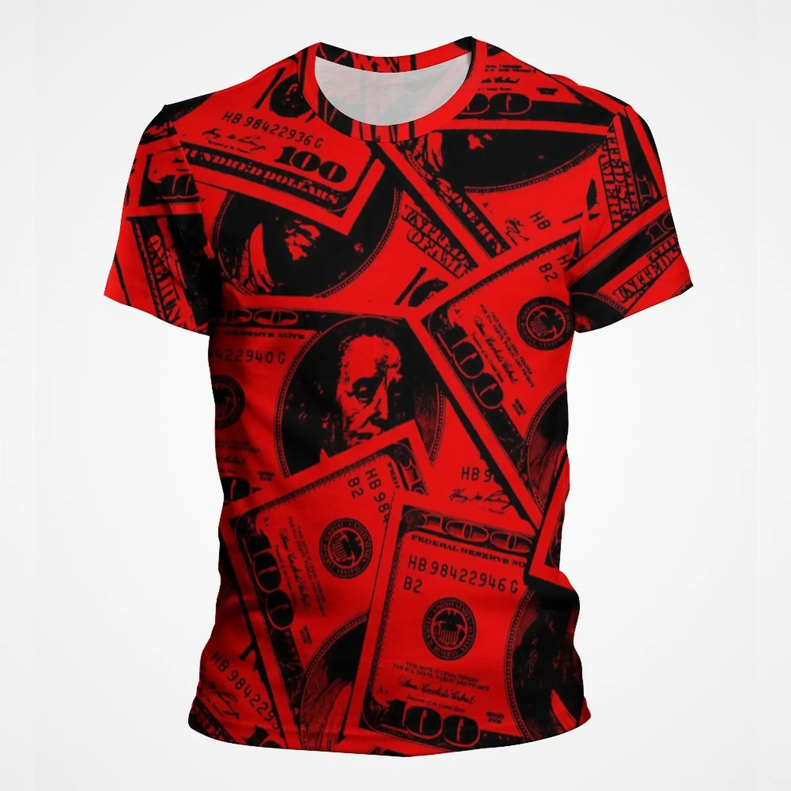 3D Print USD U.S. Dollar Dollar Bills Money T Shirt For Men Short Sleeve Streetwear Graphic Tee Shirts Men's Hip Hop Tee Tops