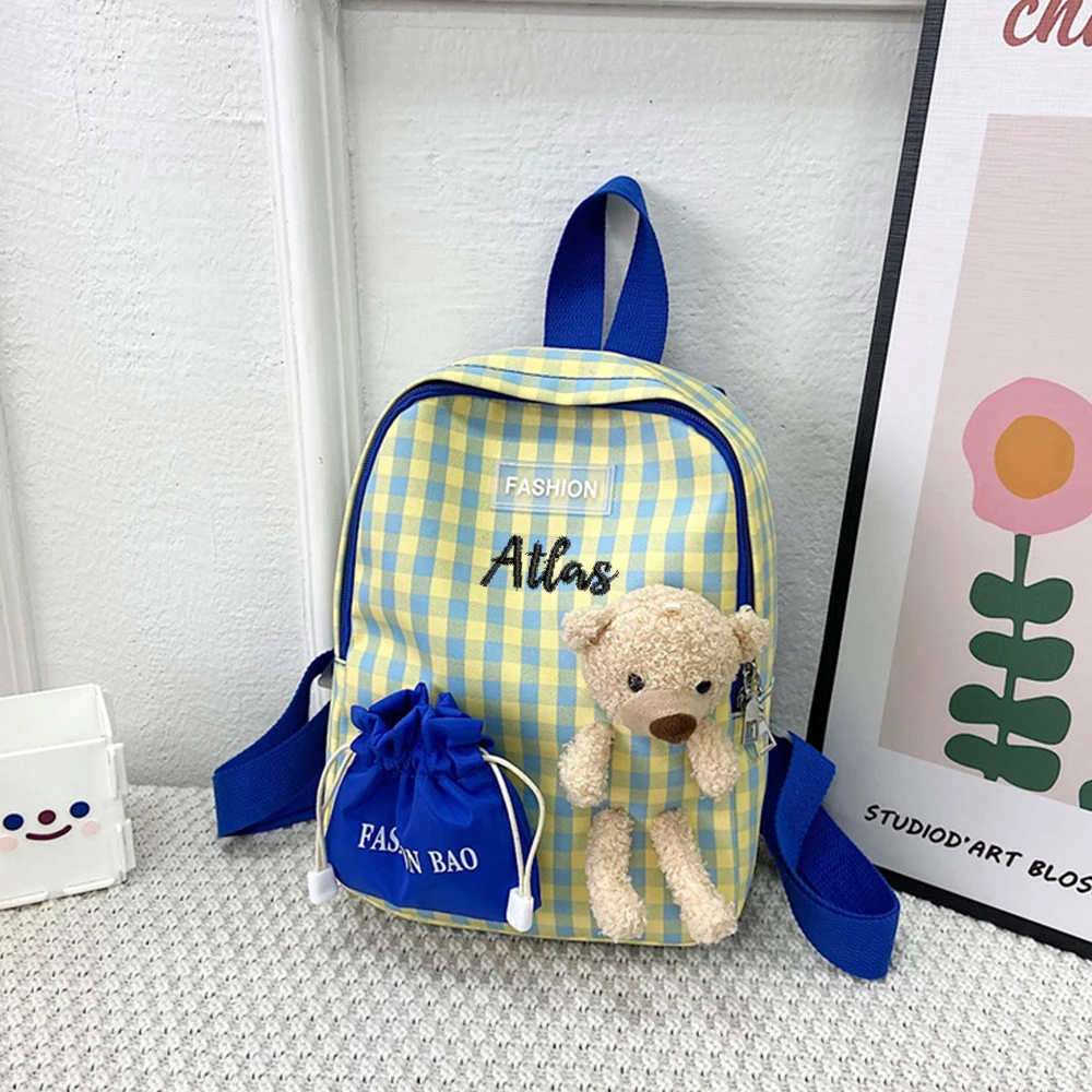 Personalized Customization Of Summer New Children's Backpack Embroidered Cute Princess Bag， with Name Little Bear Gift Bbag