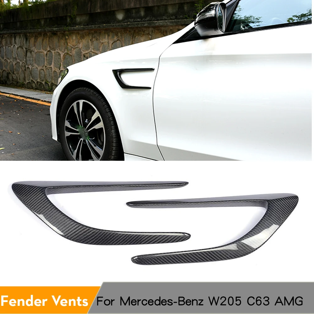 

For Mercedes Benz C Class W205 C205 C63 AMG Coupe 2-Door 2015-2017 Car Front Side Fender Air Vent Trims Canards Carbon Fiber