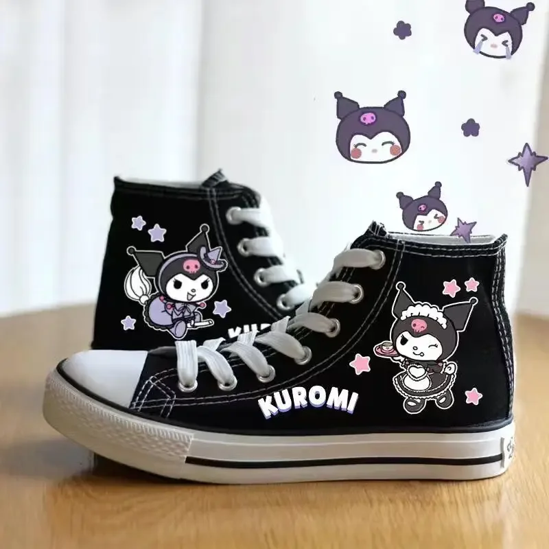 Kawaii Sanrio Kuromi mały diabeł wysokie buty płócienne JK miękkie dziewczyny Cute Cartoon studenckie trampki damskie buty Lolita buty