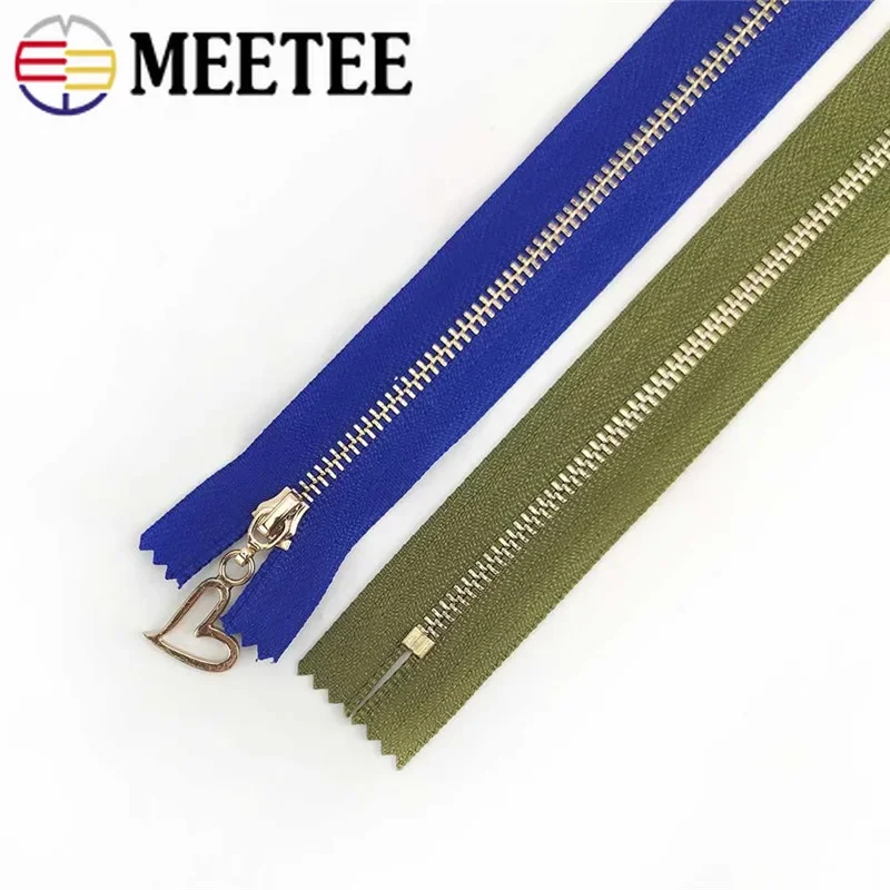 5/10Pcs 15/18/20/25/30cm 3# Metal Zipper Close End Gold Teeth Zip Closure for Sewing Bag Purse Down Jacket Dresses Accessories