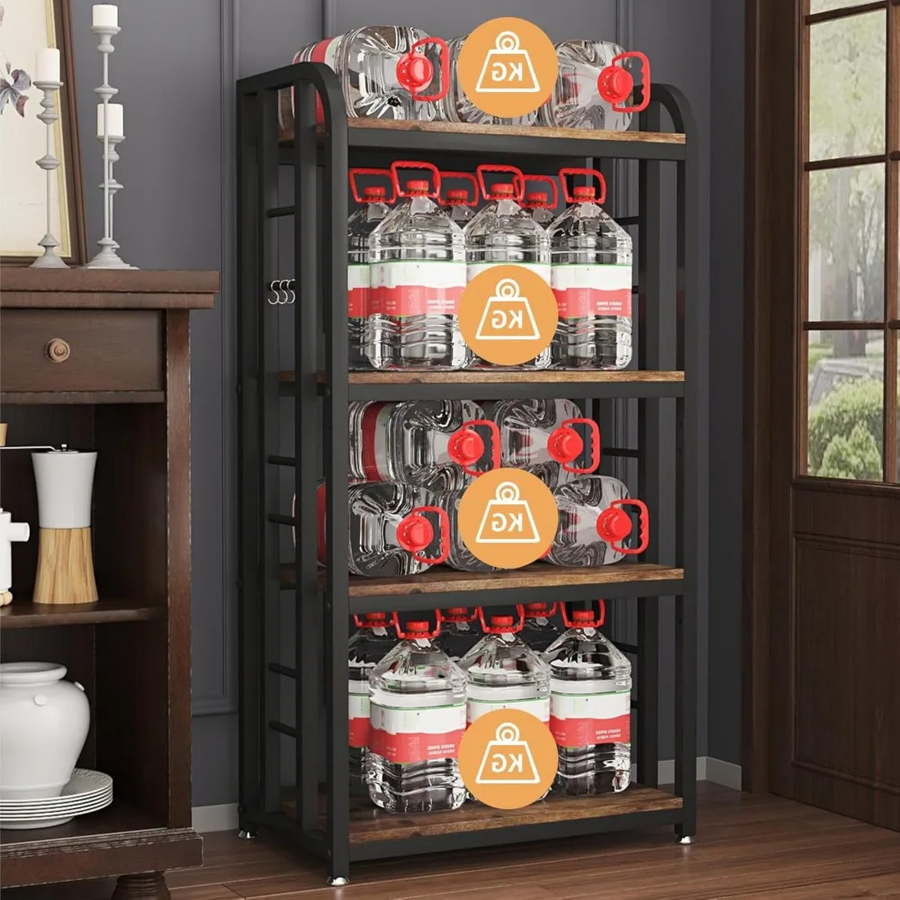 Four-Tier Microwave Oven Stand with Adjustable Storage for Kitchen Use