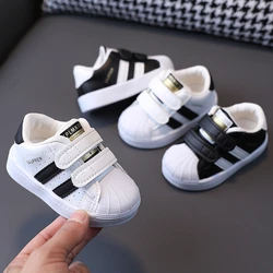 Toddler Baby Kids Fashion Design Walking Shoes Sneakers White Non-slip Casual Shoes Boys Girls Breathable Outdoor Board Shoes