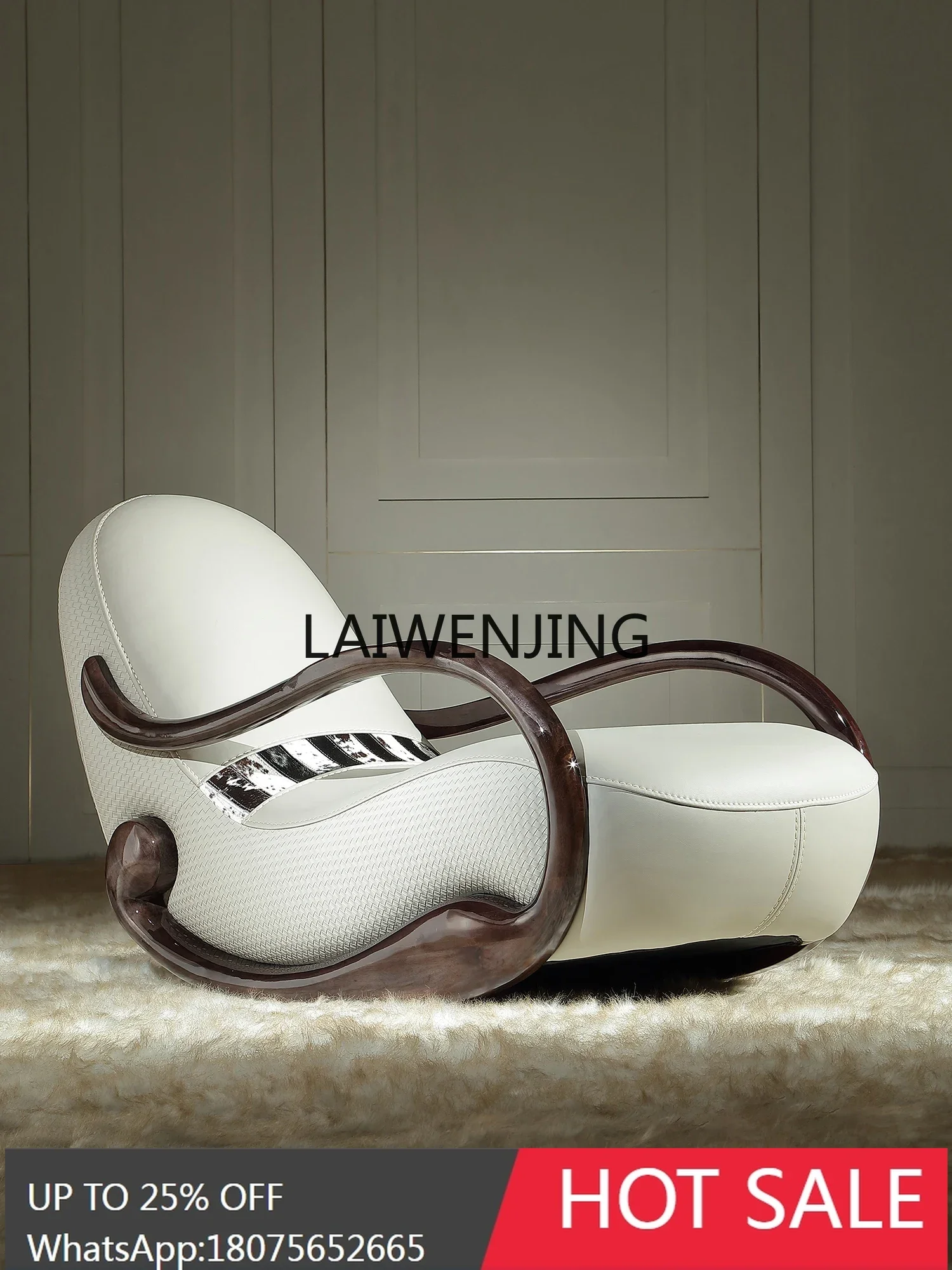 

HLZ art reclining chair solid wood leather leisure sofa chair 2024 new product