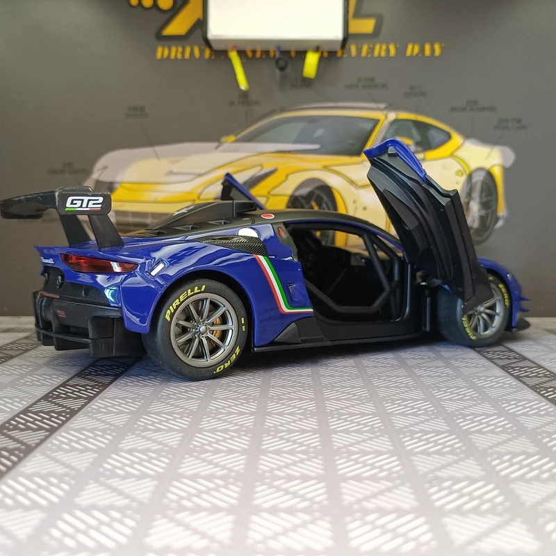 

1:24 Maserati GT2 2023 alloy car model with two doors on both sides that can be opened rally car supercar ornament