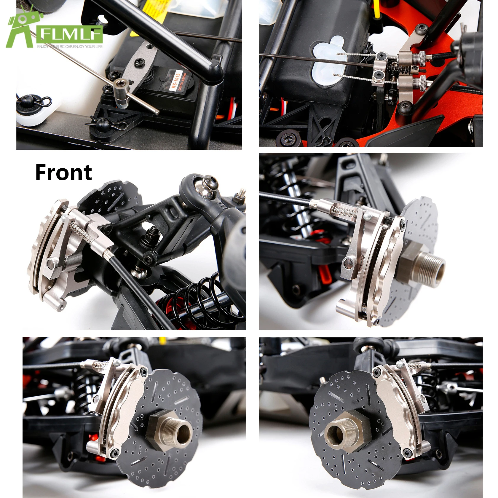 Alloy CNC Front or Rear Wheel Cable Brake System Kit Fit for 1/5 HPI ROFUN BAHA ROVAN KM BAJA 5B 5T 5SC Rc Car Toys Games Parts