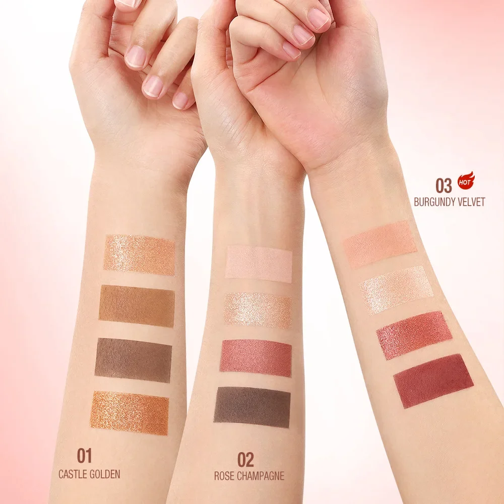 Palette de fards à paupières imperméables, 4 couleurs, mat, nacré, longue durée, éclaircissant, maquillage, cosmétiques