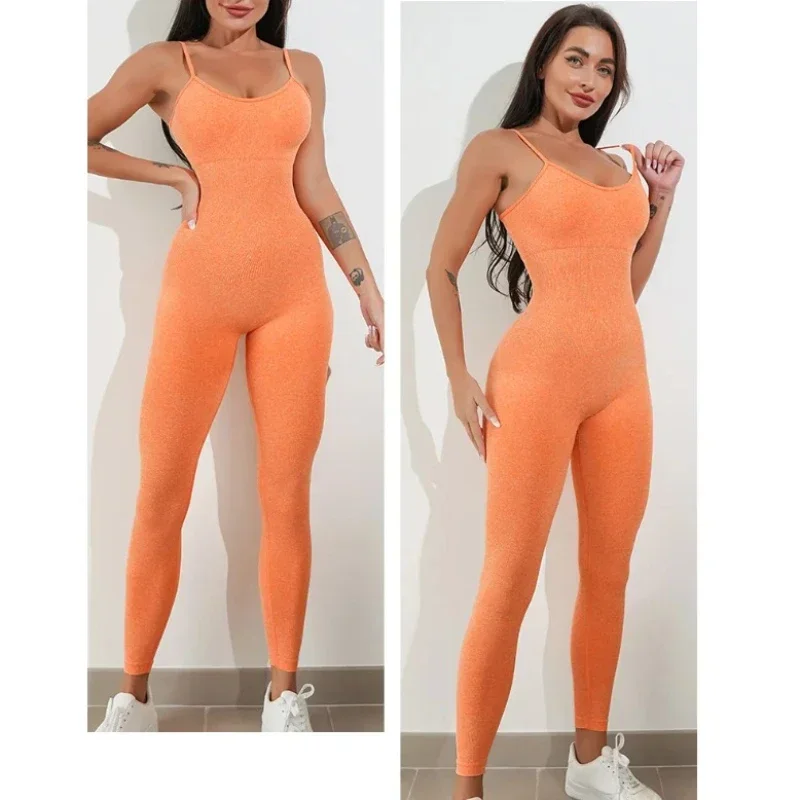 

Women Backless Halter Neck Rompers Soft Quick-Dry Fitness Tight Sports Jumpsuit Lifting Hips Sexy HighElasticity CinchingAbdomen