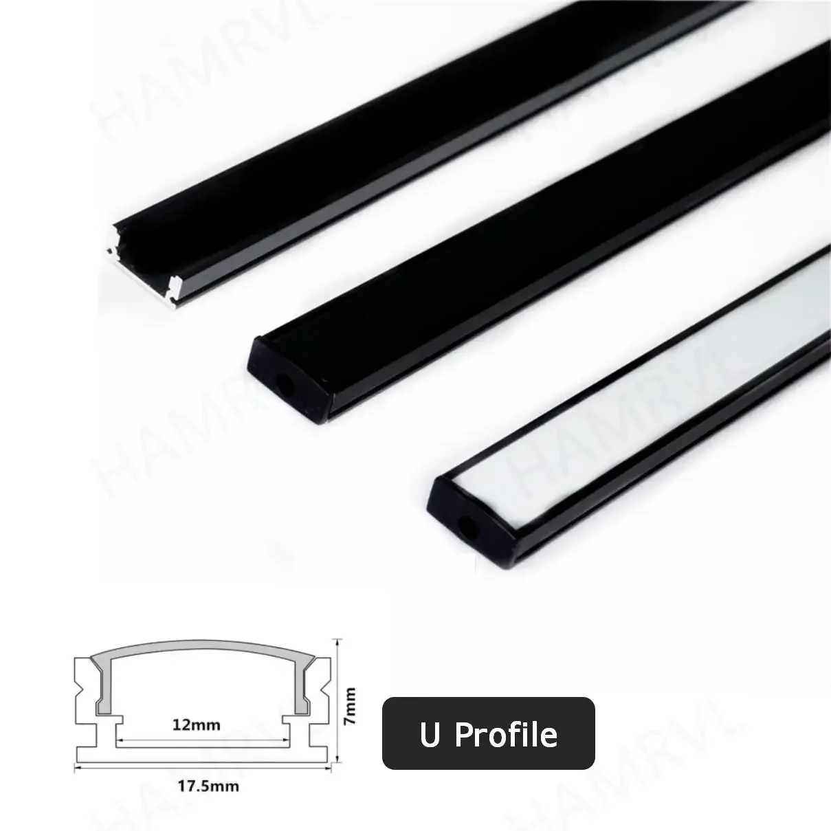 100pcs V/U/W Style LED Aluminum Profiles for Cabinet Lighting – Light Bar Channels with Transparent/Milky/Black Covers