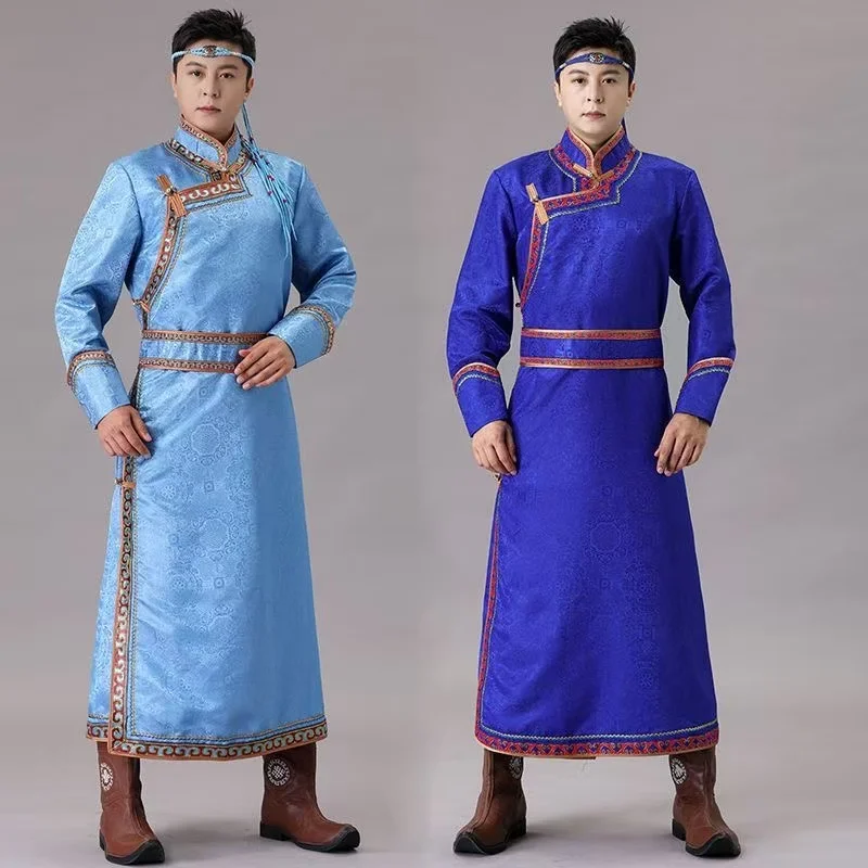 Men's New Classic Mongolian Clothing Traditional Ethnic Minority Grassland Robe Costume Cultural Dance Performance Hanfu Clothes