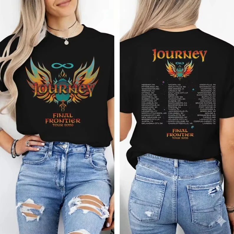 Retro Rock Band T-Shirt J-Journey Final Frontier Tour 2026 Vintage 80s Music Aesthetic Tshirts Classic Rock Fan Gift Streetwear