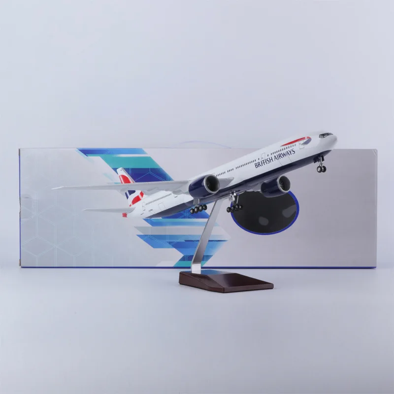 

47cm Diecast Airplanes British Airways B777 Model Plane Kit Resin Scale Aircraft Simulation Collection Aviation With Light Wheel