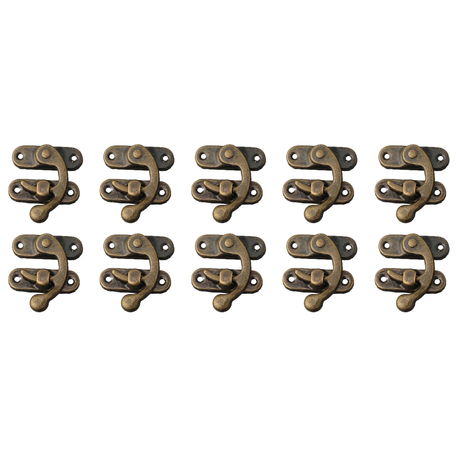 Mini Antique Bronze Wood Box Latch Clasp Lock W/ Fixing Screw 10Set Right Hook Great For Toolboxes Jewelry Boxes