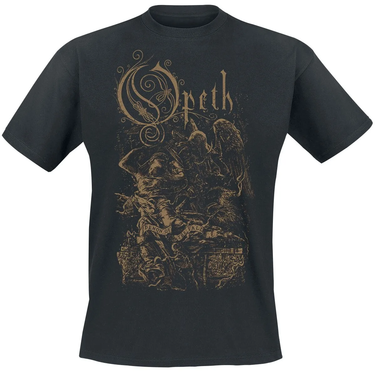 Opeth Demon of The Fall T-Shirt, mittelalterlicher Dämon-Print, lässiges Baumwoll-T-Shirt, Unisex, Gothic-Streetwear, schwarzes Oberteil