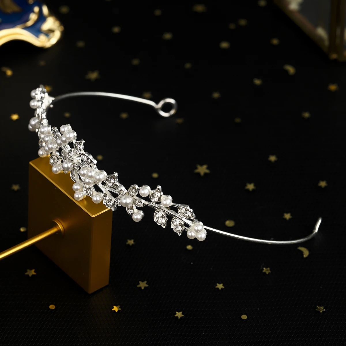New Pearl Rhinestone Alloy Crown Bridal Accessories Headband Wedding Headdress Hair Jewelry Accessories Wholesale image 4