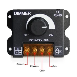 DC 12V 24 V 30A 360W LED Dimmer Switch 12 24 V Volt 30A 360W regolatore di tensione Controller regolabile per LED Strip Lamp Dimming