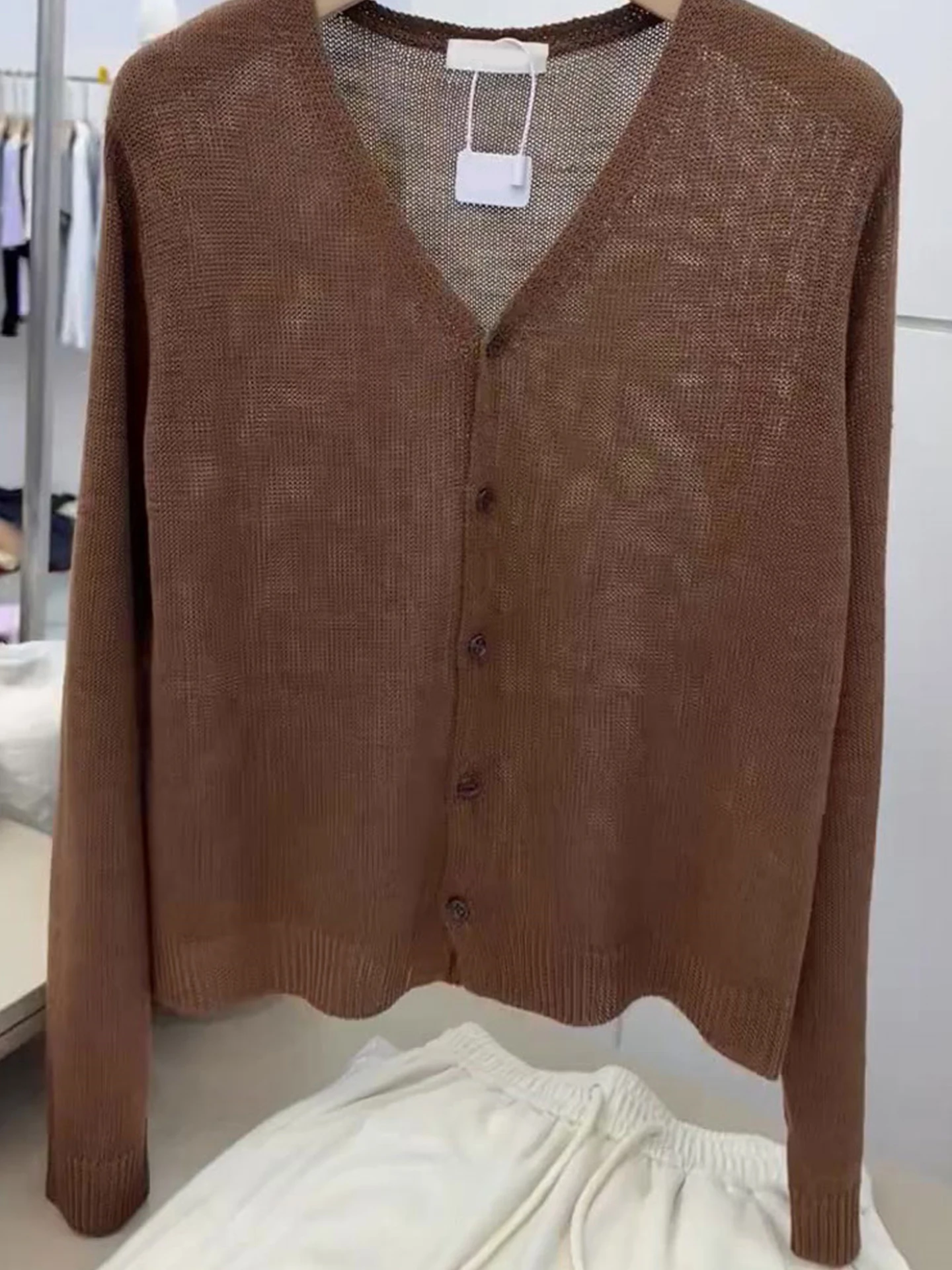 Retro V-Ne Allentato Bottone singolo Semplice lungo Sve Cardigan aperto lavorato a maglia Comodo autunno Top Maglione da donna unico alla moda