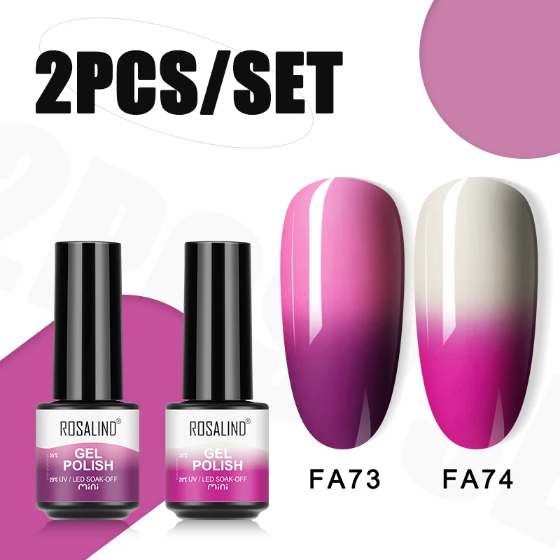 

ROSALIND 2PCS Nail Gel Polish Set Art Gel Hybrid Varnishes Semi Permanent Soak Off Base Top Coat Glitter Gel Polish Kit Lacquer