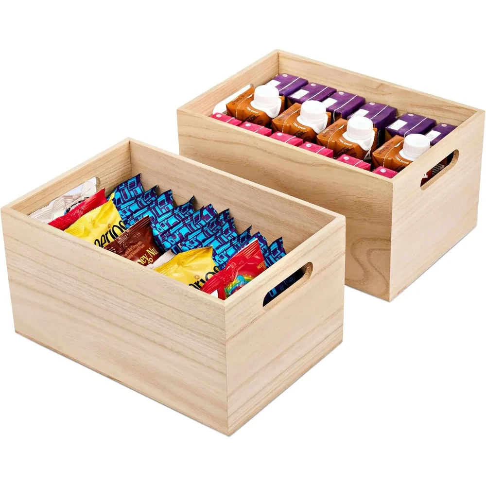 

Unfinished Wood Crates - Organizer Bins, Wooden Box for Pantry Organizer Storage, Closet, Arts & Crafts, Cabinet Organizers, Co