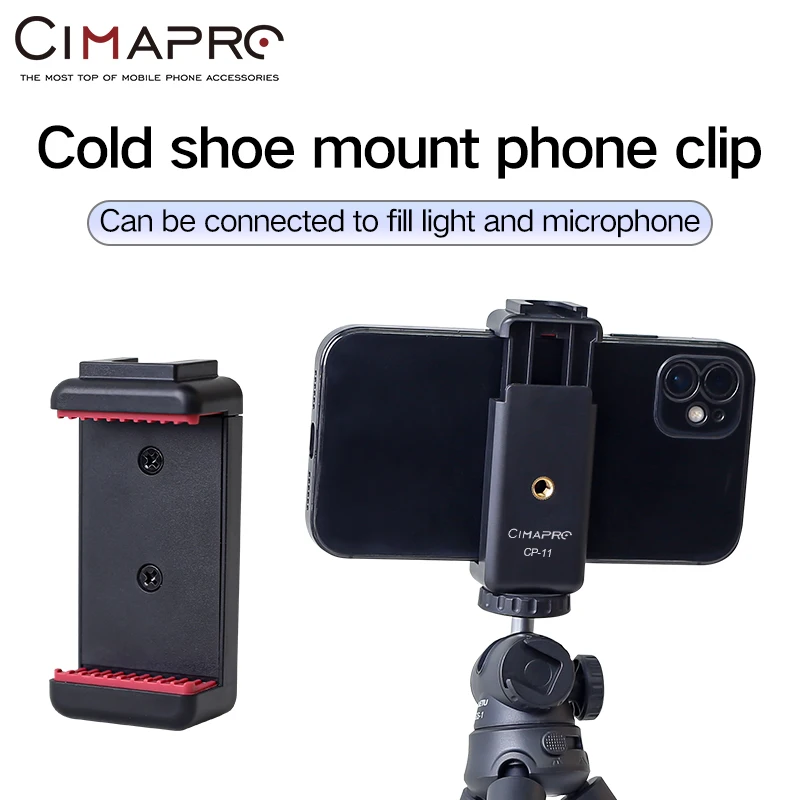 Cimapor CP11 Hot Shoe Phone Clip Tripod Head Fixed Bracket Volg Tik Tok Cold Shoe Expansion Video Live Shooting