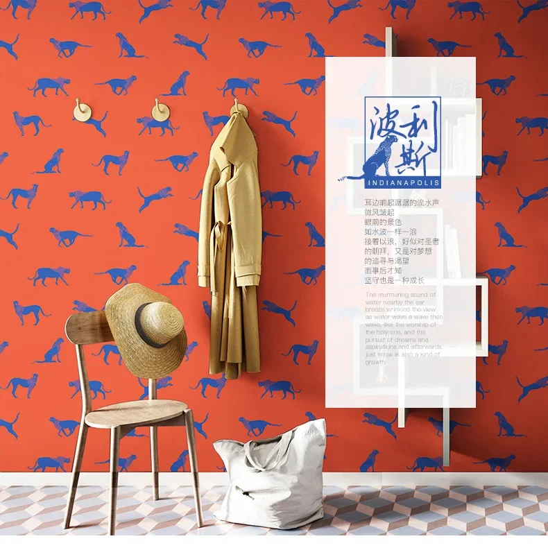 

Обои в скандинавском стиле, ягуар, серые, красные, для гостиной, настенные обои для магазина одежды, бара.