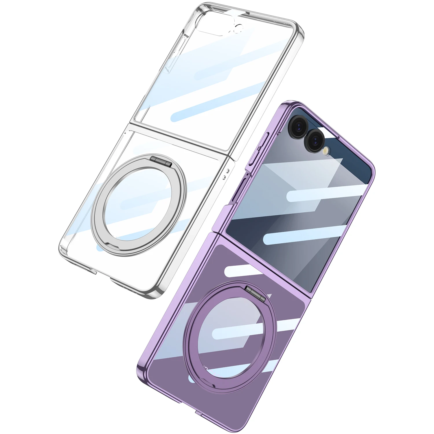 

Прозрачный пленочный чехол для телефона высокой четкости из ПК для Samsung Galaxy Z Flip 7, кольцевая пряжка, вращающийся магнитный кронштейн, защитная крышка