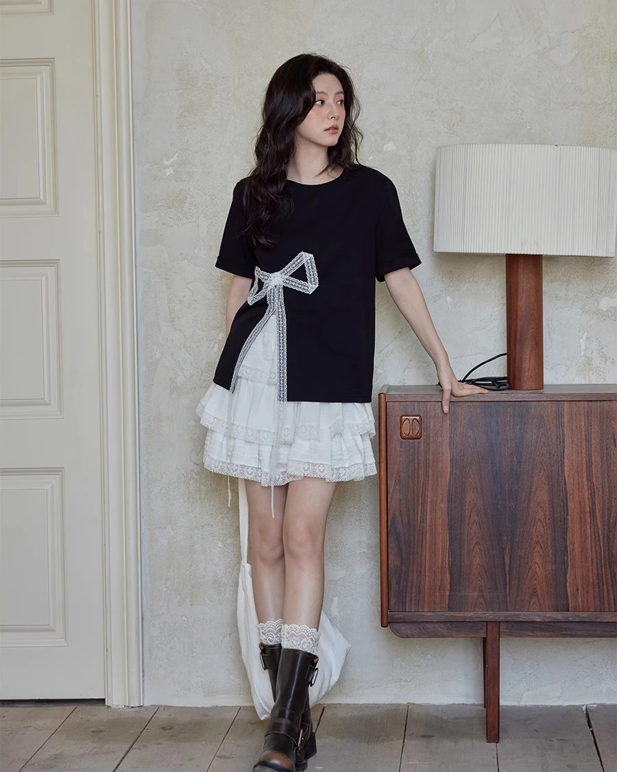 المرأة ثلاثي الأبعاد زهرة قصيرة الأكمام تي شيرت المرأة 2025 صيف جديد موضة تي شيرت مطرز فضفاض الراحة القمم #2