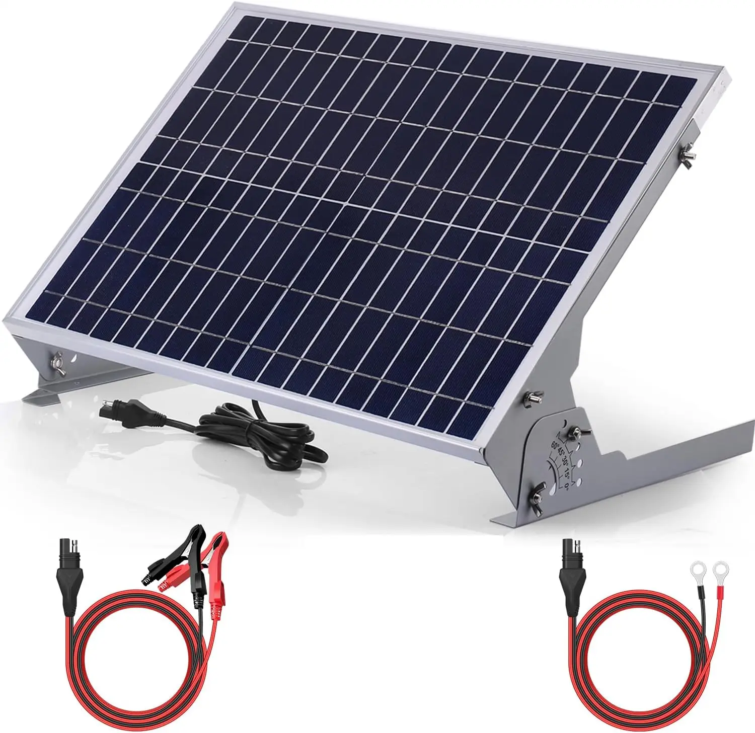 12V 30W Solar Battery Charger Maintainer, Built-in MPPT Controller, Adjustable Mount Bracket, Waterproof 30 Watt Solar Panel