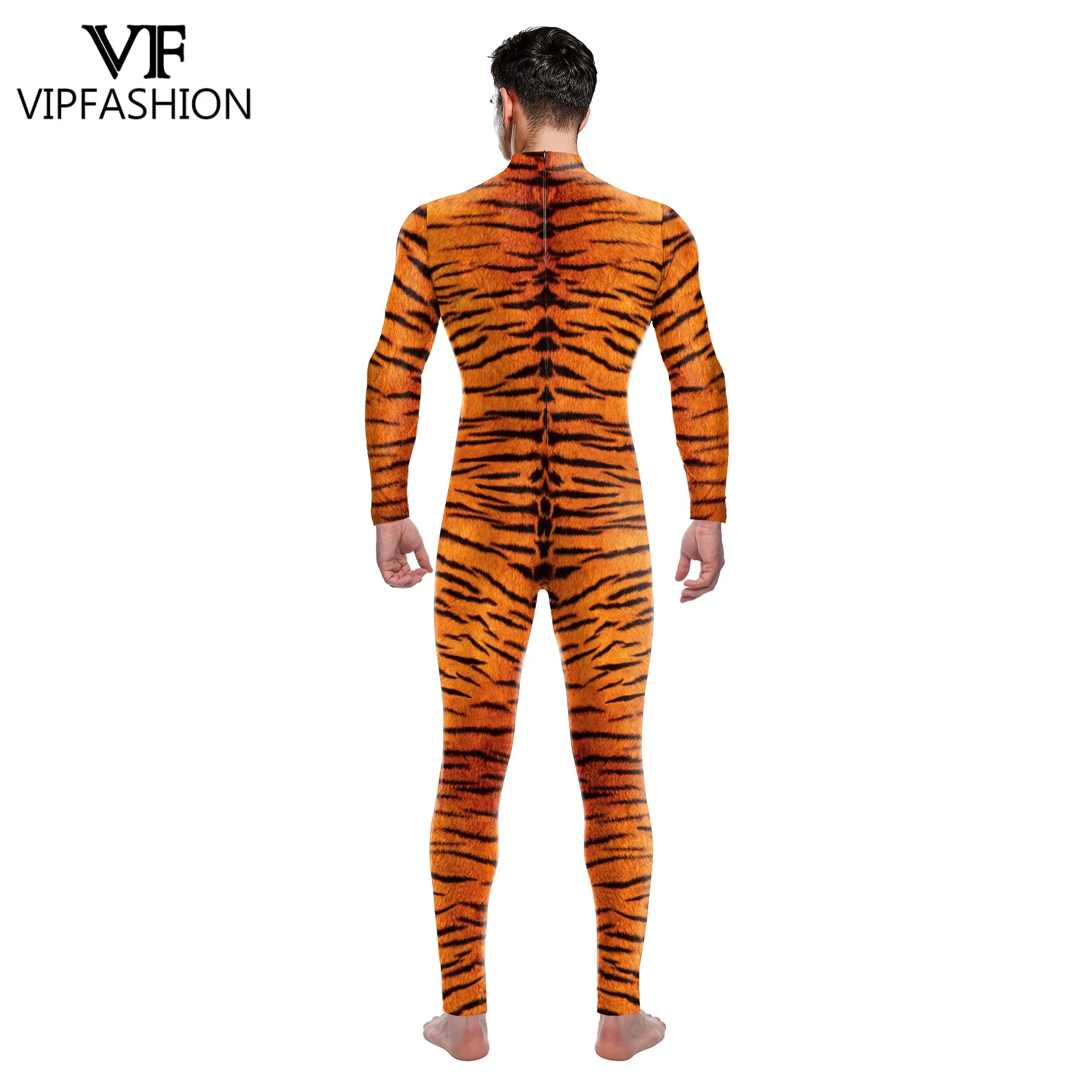 VIP FASHION Tiger Cosplay Costume Adult Kid Animal Bodysuit Carnival Disguise Wear Family Matching Suit Purim Holiday Catsuit