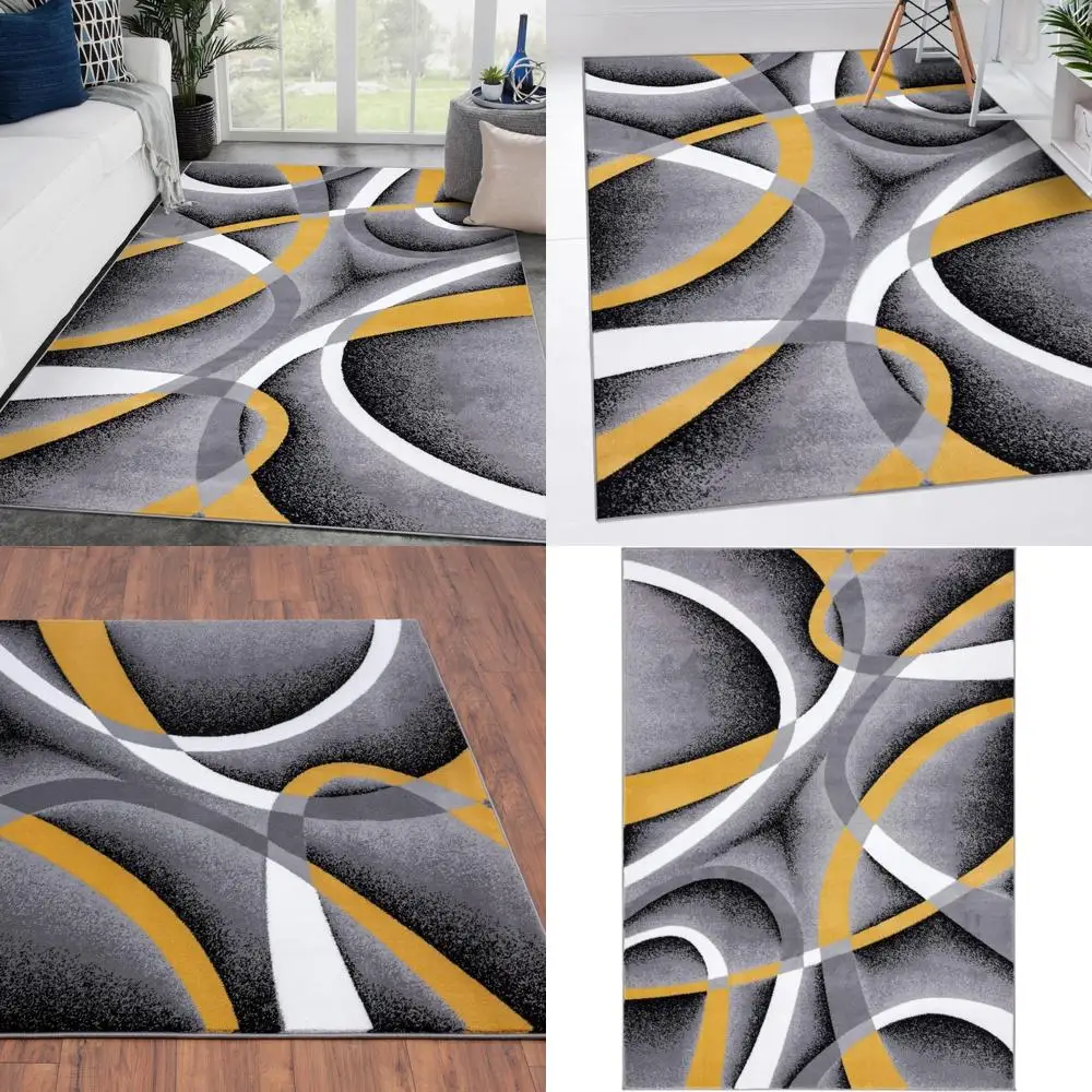 

Geometric Yellow Abstract Area Rugs, 4x5 Feet for Living Room Decorative Floor Coverings