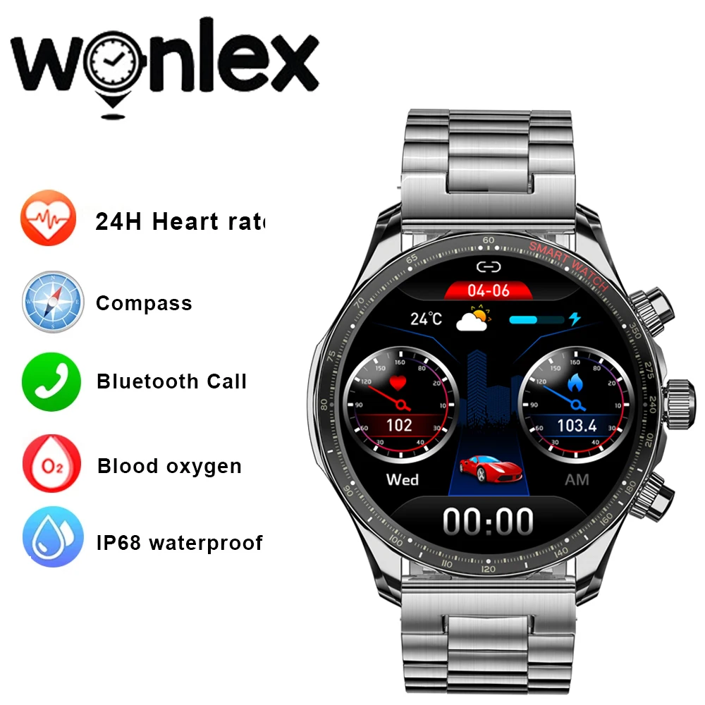 

wonlex Men's Smart Watch Bluetooth Call 300 mAh Battery Smartwatch for women IP68 Waterproof Compass Sports Fitness Watch DW14