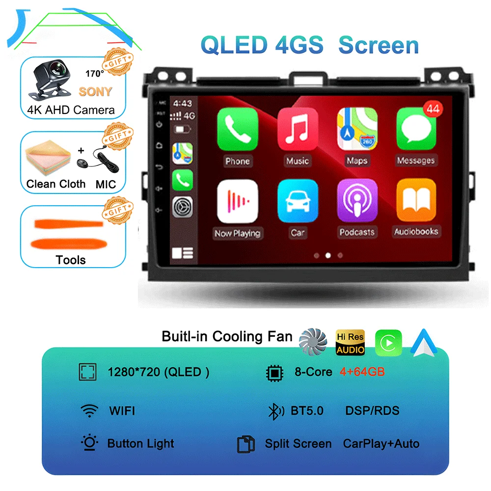 Android 16 autoradio voor Toyota Land Cruiser Prado 120 3 III voor Lexus GX470 GX 470 J120 2002 - 2009 Multimedia Videospeler