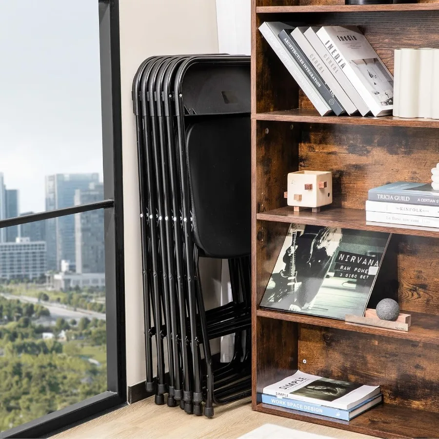 12 عبوة من الكراسي البلاستيكية القابلة للطي بسعة 330 رطلًا، كراسي معدنية محمولة قوية للاستخدام الخارجي والداخلي، سهلة التجميع