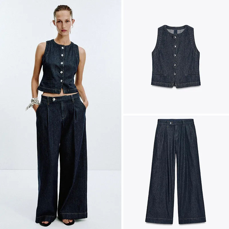 

Новый летний женский облегающий жилет, повседневные джинсовые джинсы, комплект из двух предметов, модная удобная дышащая одежда для взрослых