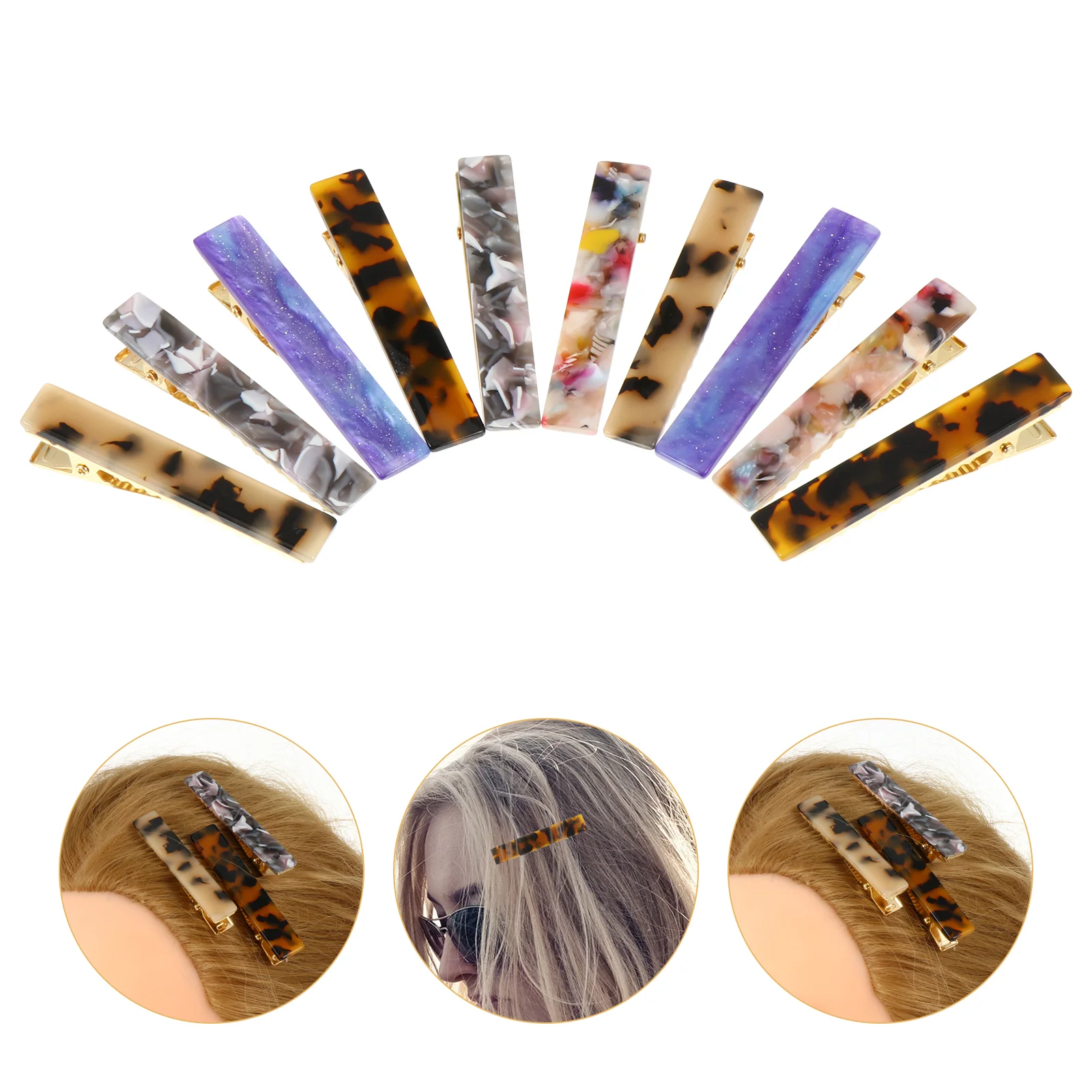 

10 Pcs Acetate Clip Bobby Pins for Women Tortoise Barrette Shell Girl Hair Clamp Sheet Child