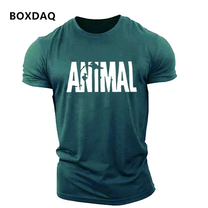 Animal Letter English Elements Men\'s T-shirts Short Sleeve Round-Neck Loose Casual Sporty Tops 6XL Big Size Summer Man Tees